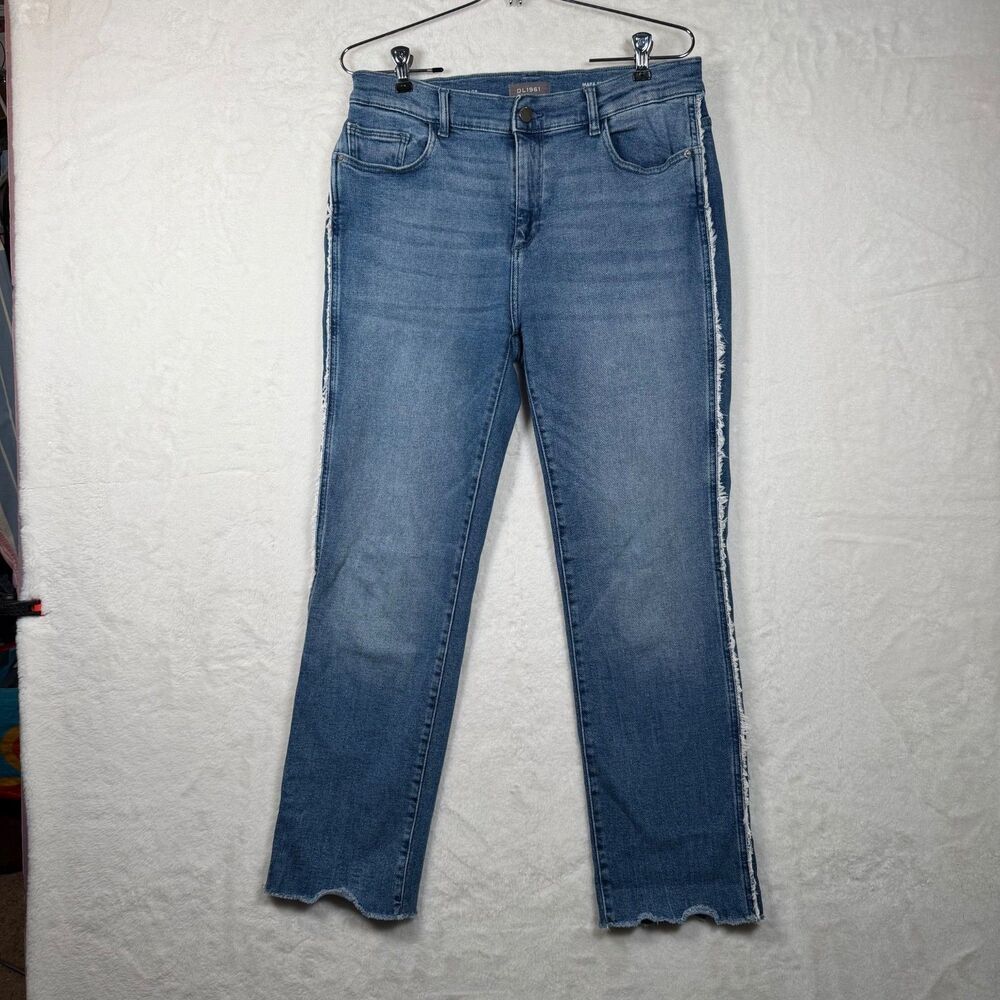 DL1961 Mara Jeans Womens 30 Mid Rise Straight Ankle Frayed Side Raw Hem
